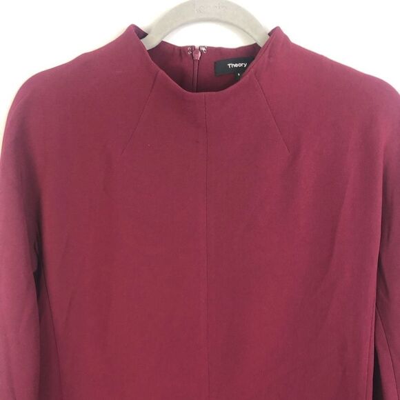 THEORY | Admiral Dolman Long Sleeve Shift Dress Deep Mulberry Size 6 - Picture 7 of 13